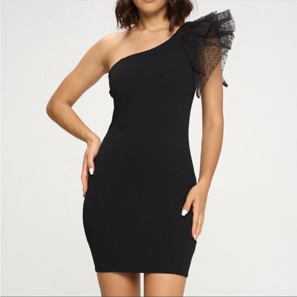 Ruffle One Shoulder Mini Dress